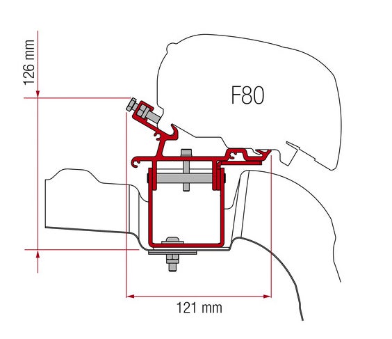 Adapteri Fiamma kattomarkiisit F65, F80 Crafter 17->