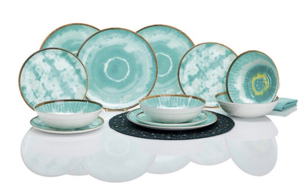 Astiasto Boho Dream 12-osainen, turkoosi