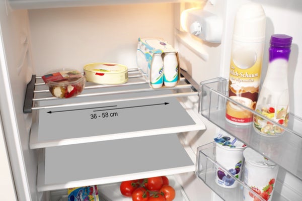 Teleskooppinen j&auml;&auml;kaapin hylly, hopea