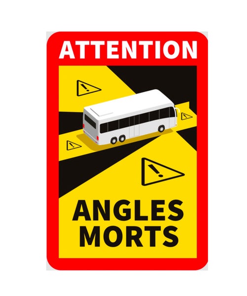 Magneettinen, kuolleen kulman varoitustarra "Angles Morts"