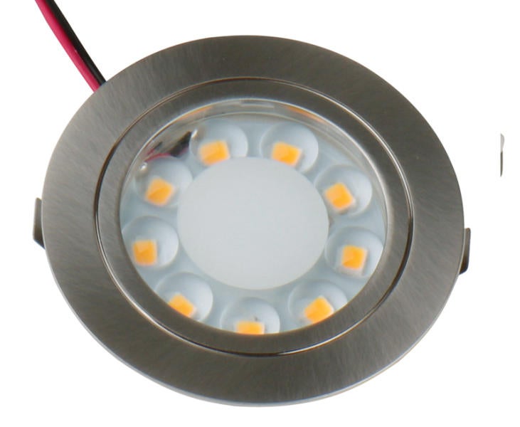 12 V LED-spot, harjattu ruostumaton ter&auml;s, 1,7 wattia